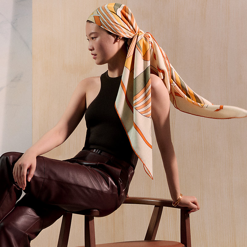 Thalassa shawl 140 - Orange | Hermès USA